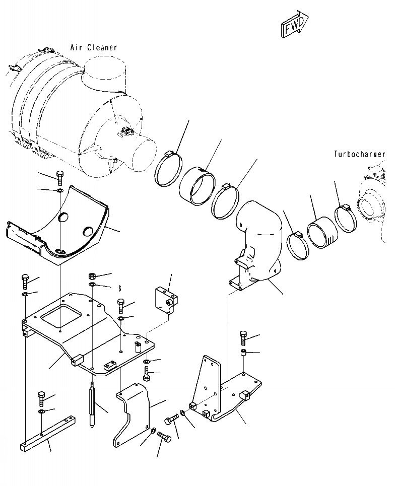 Схема запчастей Komatsu WA500-7 - B-A ВОЗДУХООЧИСТИТЕЛЬ КРЕПЛЕНИЕ КОМПОНЕНТЫ ДВИГАТЕЛЯ