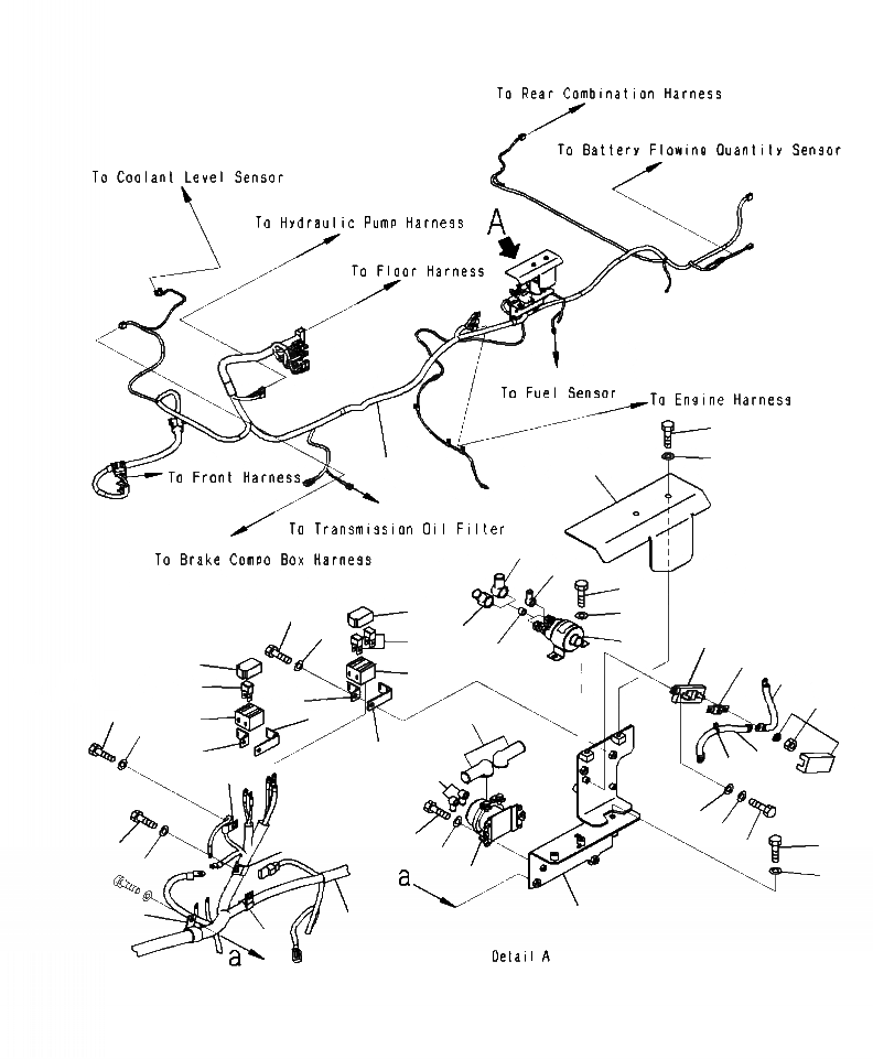 Схема запчастей Komatsu WA500-7 - E-A ЗАДН. ПРОВОДКА ПРОВОДКА, РЕЛЕ И МЕДЛЕННО ПЕРЕГОРАЮЩ. ПРЕДОХРАНИТЕЛЬ ЭЛЕКТРИКА