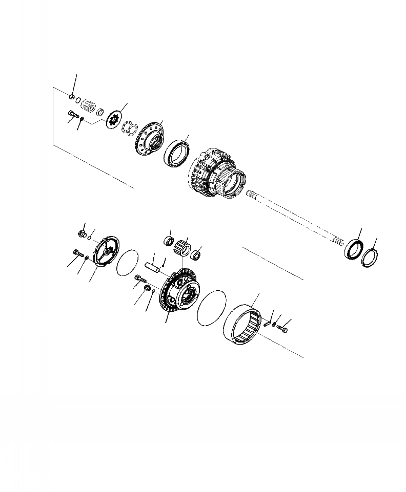Схема запчастей Komatsu WA500-7 - F-A ПЕРЕДНИЙ МОСТ ПРАВ. КОНЕЧНАЯ ПЕРЕДАЧА (/) СИЛОВАЯ ПЕРЕДАЧА И КОНЕЧНАЯ ПЕРЕДАЧА