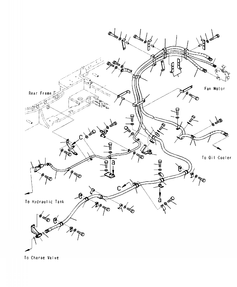 Схема запчастей Komatsu WA500-7 - H-A ГИДРОЛИНИЯ ВЕНТИЛЯТОР ОХЛАЖДЕНИЯ ПРИВОД ТРУБЫ ГИДРАВЛИКА