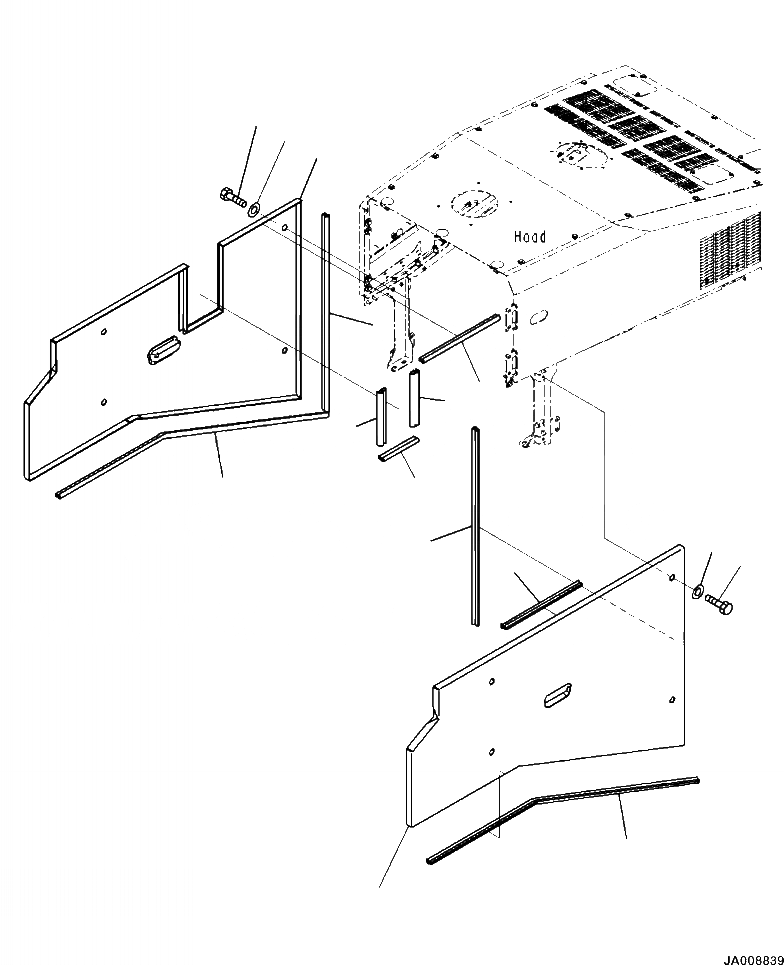 Схема запчастей Komatsu WA500-7 - M-A ДВЕРЦЫ КАПОТА  ПАНЕЛЬS ЧАСТИ КОРПУСА