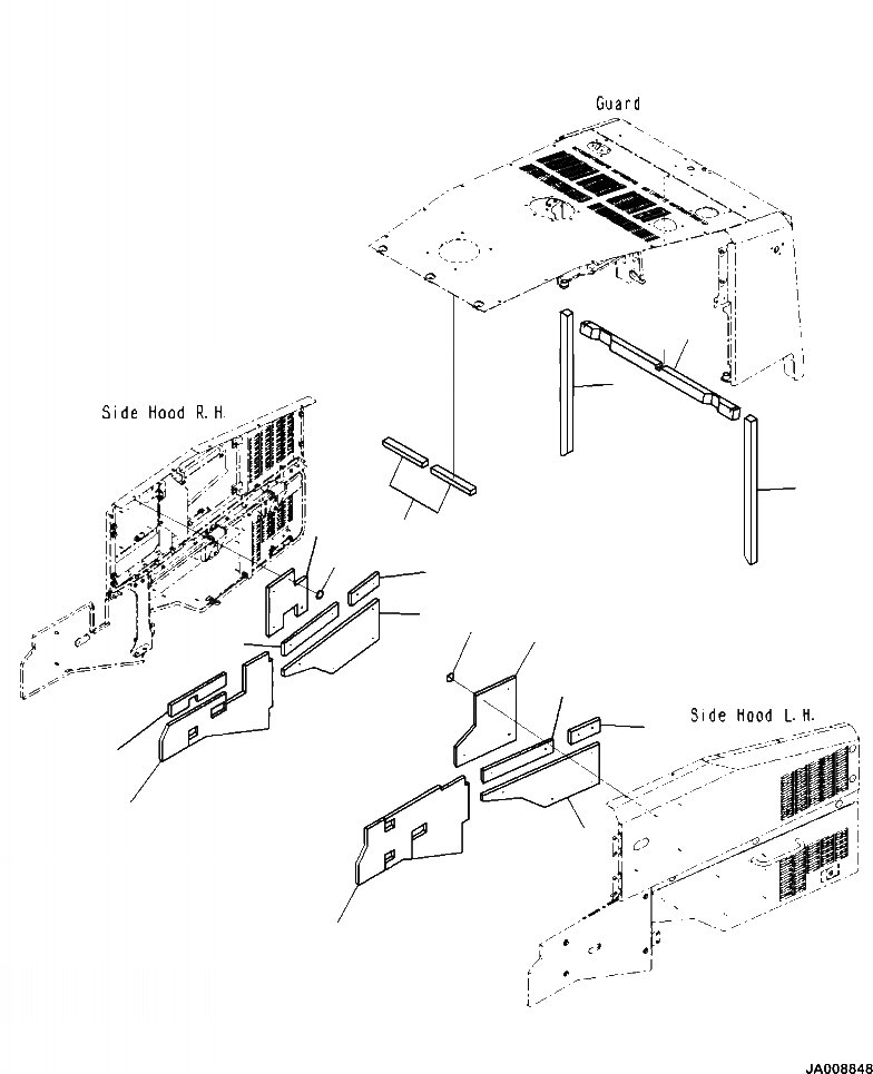 Схема запчастей Komatsu WA500-7 - M-A ДВЕРЦЫ КАПОТА SOUND SUPRESSION ЩИТКИS ЧАСТИ КОРПУСА
