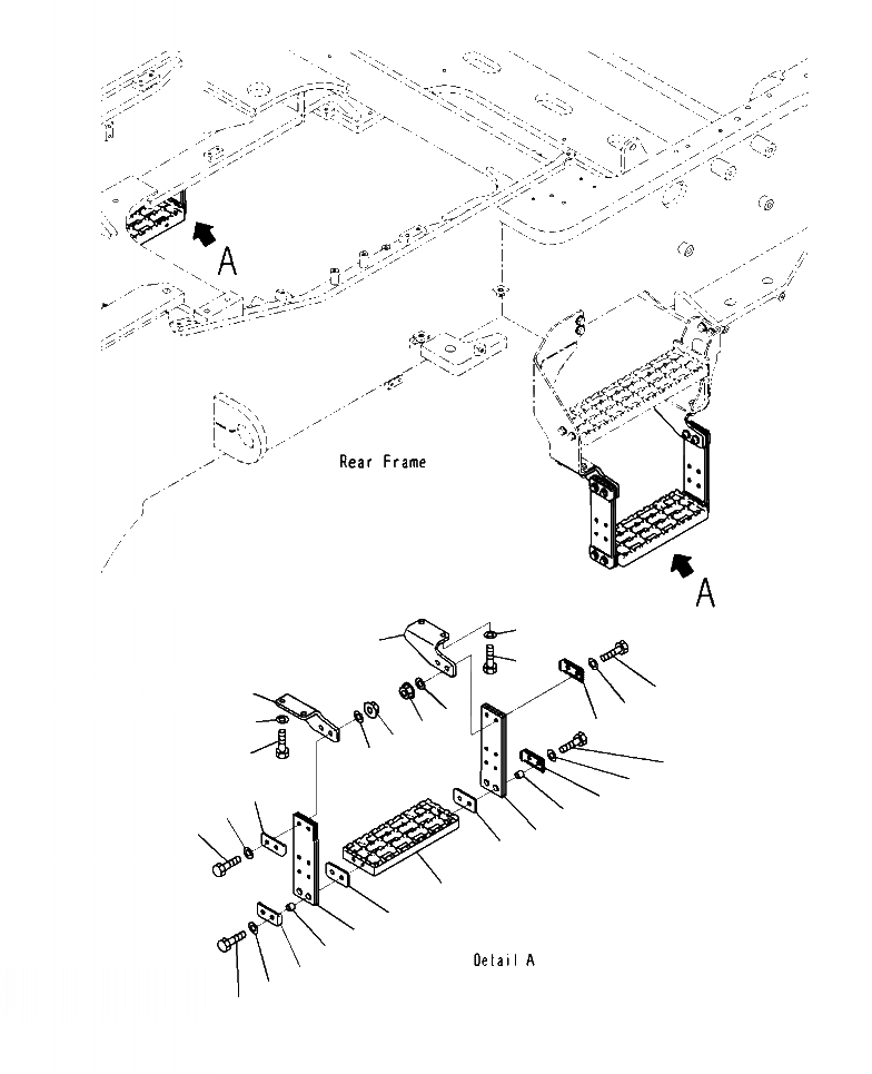 Схема запчастей Komatsu WA500-7 - M-A ЛЕСТНИЦА ЗАДН. СТУПЕНИ ЧАСТИ КОРПУСА