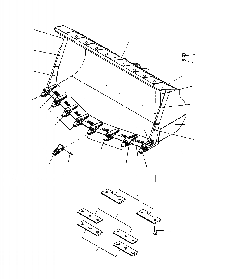 Схема запчастей Komatsu WA500-7 - T-A КОВШ - V-ОБРАЗН ROCK .7 CU. M. (. CU. M. С СЕГМЕНТНОЙ КРОМКОЙ) TIP TOOTH РАБОЧЕЕ ОБОРУДОВАНИЕ