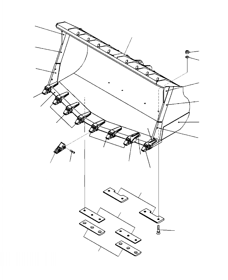 Схема запчастей Komatsu WA500-7 - T-A КОВШ - V-ОБРАЗН ROCK .7 CU. M. WELDED TIP TOOTH РАБОЧЕЕ ОБОРУДОВАНИЕ