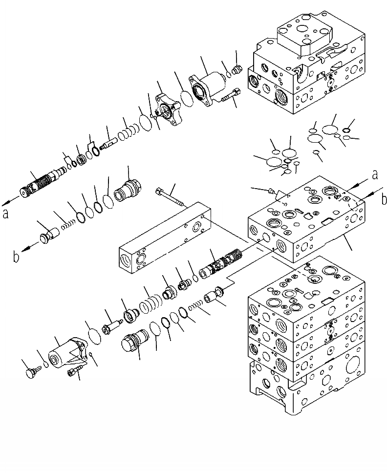 Схема запчастей Komatsu WA500-6 - H-B ОСНОВН. КЛАПАН 3-Х СЕКЦИОНН. ДЛЯ ECSS (/) ГИДРАВЛИКА