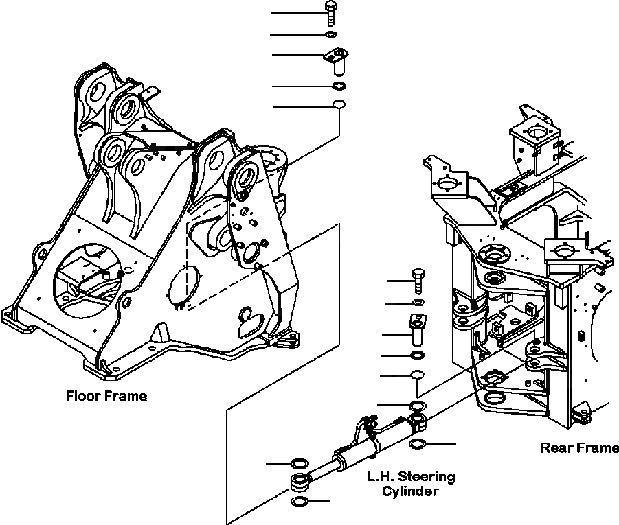 Схема запчастей Komatsu WA500-6 - J-A ЦИЛИНДР РУЛЕВ. УПР-Я КРЕПЛЕНИЕ ОСНОВНАЯ РАМА И ЕЕ ЧАСТИ