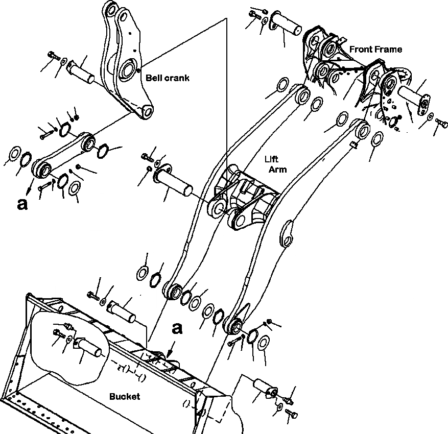 Схема запчастей Komatsu WA500-6 - T-A СТРЕЛА И BELL CRANK КРЕПЛЕНИЕ РАБОЧЕЕ ОБОРУДОВАНИЕ