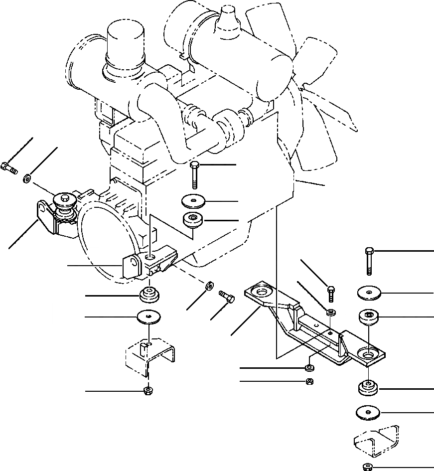 Схема запчастей Komatsu WA500-1LC - FIG. B-A КРЕПЛЕНИЕ ДВИГАТЕЛЯ КОМПОНЕНТЫ ДВИГАТЕЛЯ