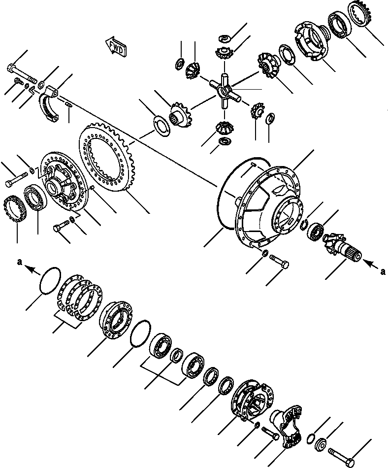 Схема запчастей Komatsu WA500-1LC - FIG. F-A ПЕРЕДНИЙ МОСТ - ДИФФЕРЕНЦ. СИЛОВАЯ ПЕРЕДАЧА И КОНЕЧНАЯ ПЕРЕДАЧА