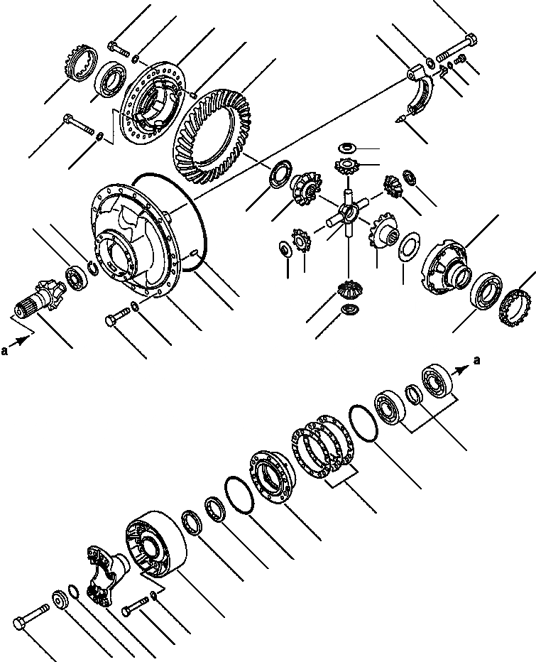 Схема запчастей Komatsu WA500-1LC - FIG. F-A ЗАДН. МОСТ - ДИФФЕРЕНЦ. СИЛОВАЯ ПЕРЕДАЧА И КОНЕЧНАЯ ПЕРЕДАЧА