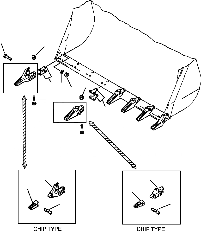 Схема запчастей Komatsu WA500-1LC - FIG. T-A КОВШ TEETH - БОЛТ-ON ТИП РАБОЧЕЕ ОБОРУДОВАНИЕ