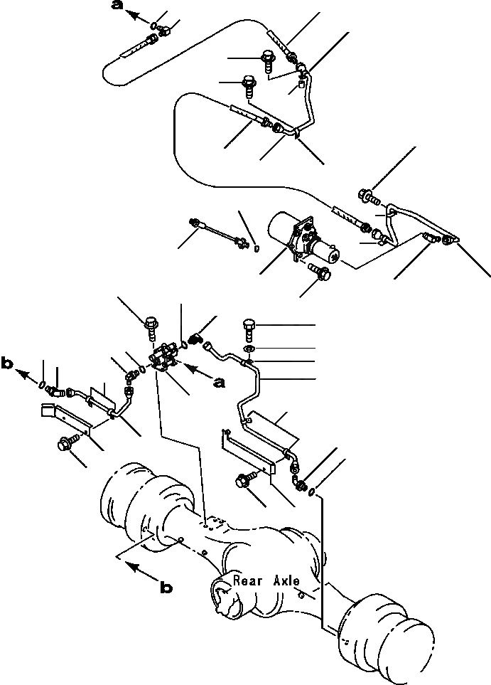 Схема запчастей Komatsu WA500-1LE - ТОРМОЗ. МАСЛОПРОВОДЯЩАЯ ЛИНИЯ ТОРМОЗ. КАМЕРА - ЗАДН. МОСТ ВЕДУЩ. ВАЛ