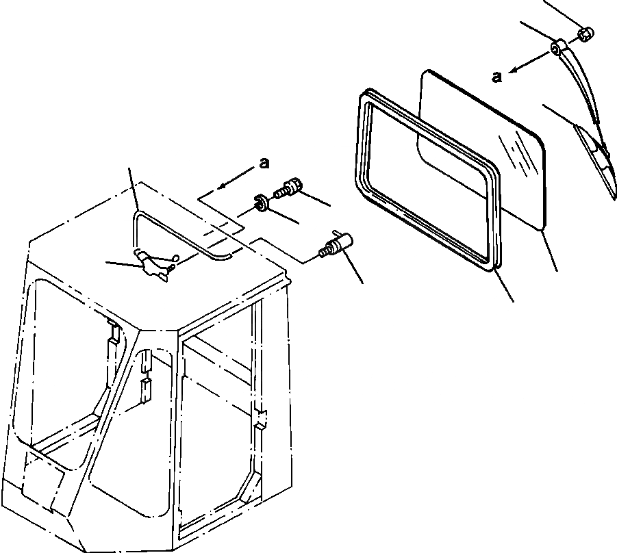 Схема запчастей Komatsu WA500-1LE - КАБИНА ЗАДН. ОКНА И ДВОРНИКИ РАМА