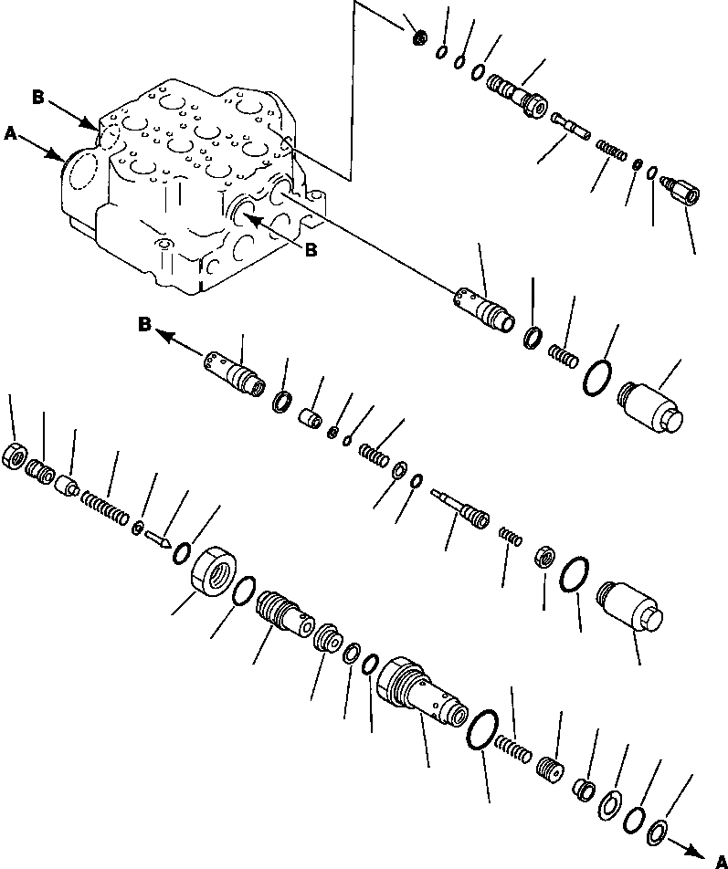 Схема запчастей Komatsu WA500-1LE - 2-Х СЕКЦИОНН. УПРАВЛЯЮЩ. КЛАПАН (/) УПРАВЛ-Е РАБОЧИМ ОБОРУДОВАНИЕМ