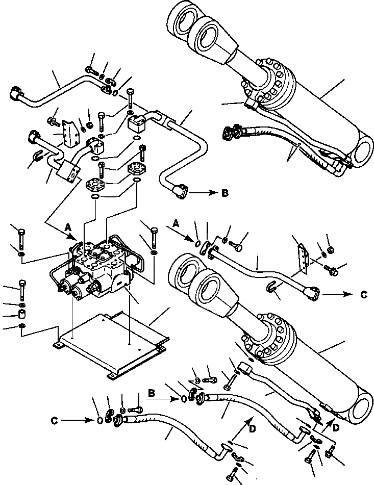 Схема запчастей Komatsu WA500-1LE - ГИДРОЛИНИЯ УПРАВЛЯЮЩ. КЛАПАН - ГИДРОЦИЛИНДР ПОДЪЕМАS УПРАВЛ-Е РАБОЧИМ ОБОРУДОВАНИЕМ