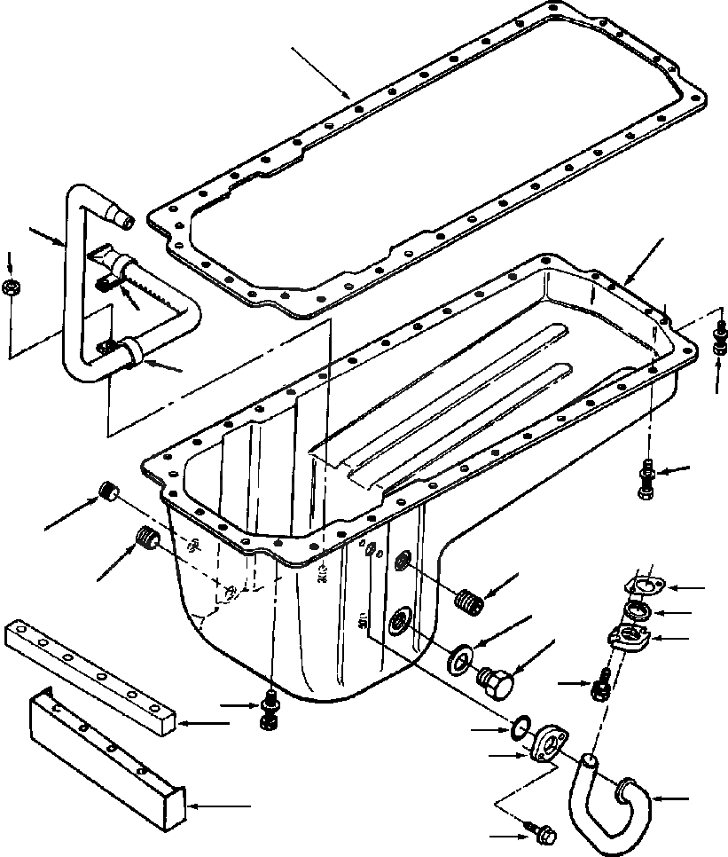 Схема запчастей Komatsu WA500-1LE - МАСЛЯНЫЙ ПОДДОН БЛОК ЦИЛИНДРОВ