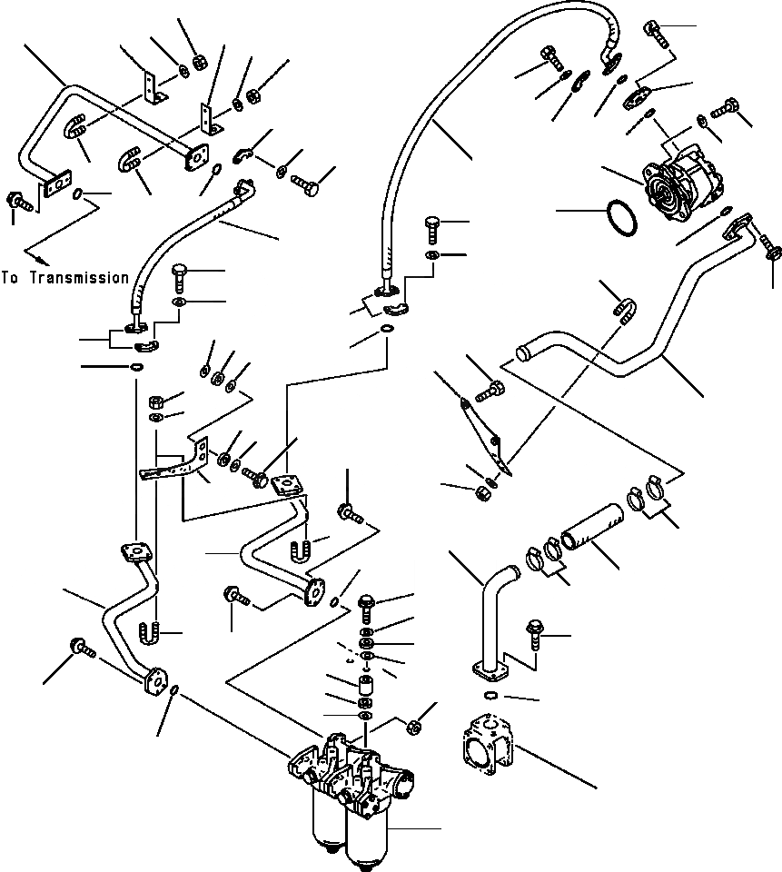 Схема запчастей Komatsu WA500-1L - ГИДРОЛИНИЯ ТРАНСМИССИИ ТРАНСМИССИЯ - МАСЛ. ФИЛЬТР ГИДРОТРАНСФОРМАТОР И ТРАНСМИССИЯ