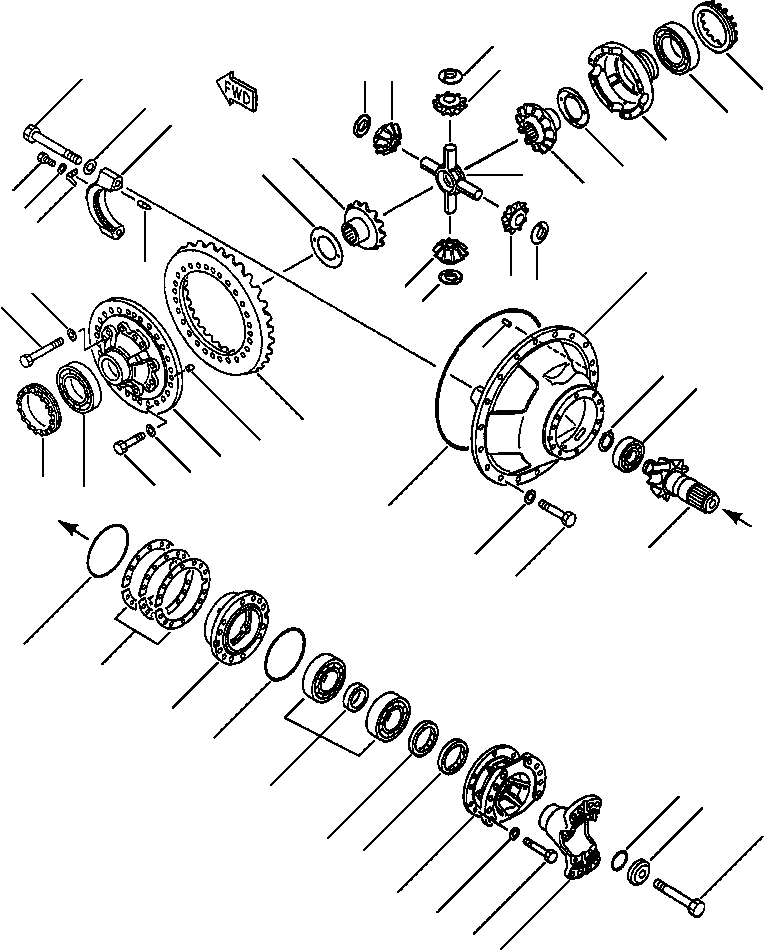 Схема запчастей Komatsu WA500-1L - ПЕРЕДНИЙ МОСТ ДИФФЕРЕНЦ. ВЕДУЩ. ВАЛ