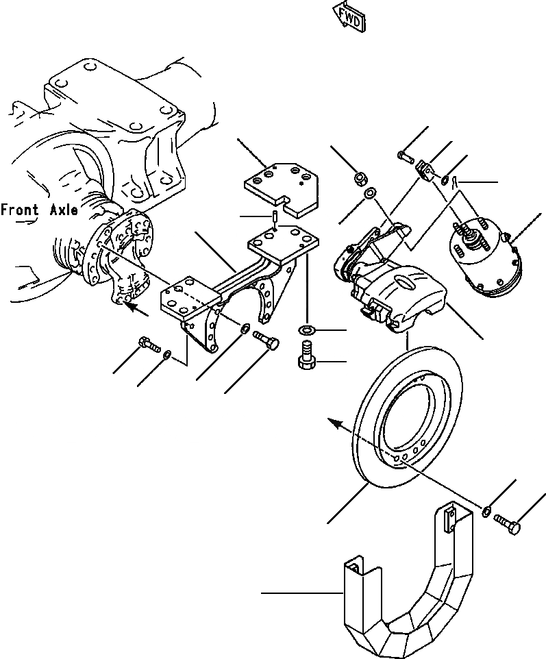 Схема запчастей Komatsu WA500-1L - СТОЯНОЧНЫЙ ТОРМОЗ КРЕПЛЕНИЕ ВЕДУЩ. ВАЛ