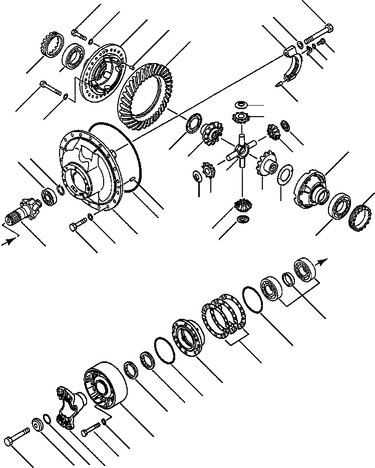 Схема запчастей Komatsu WA500-1L - ЗАДН. МОСТ ДИФФЕРЕНЦ. ВЕДУЩ. ВАЛ