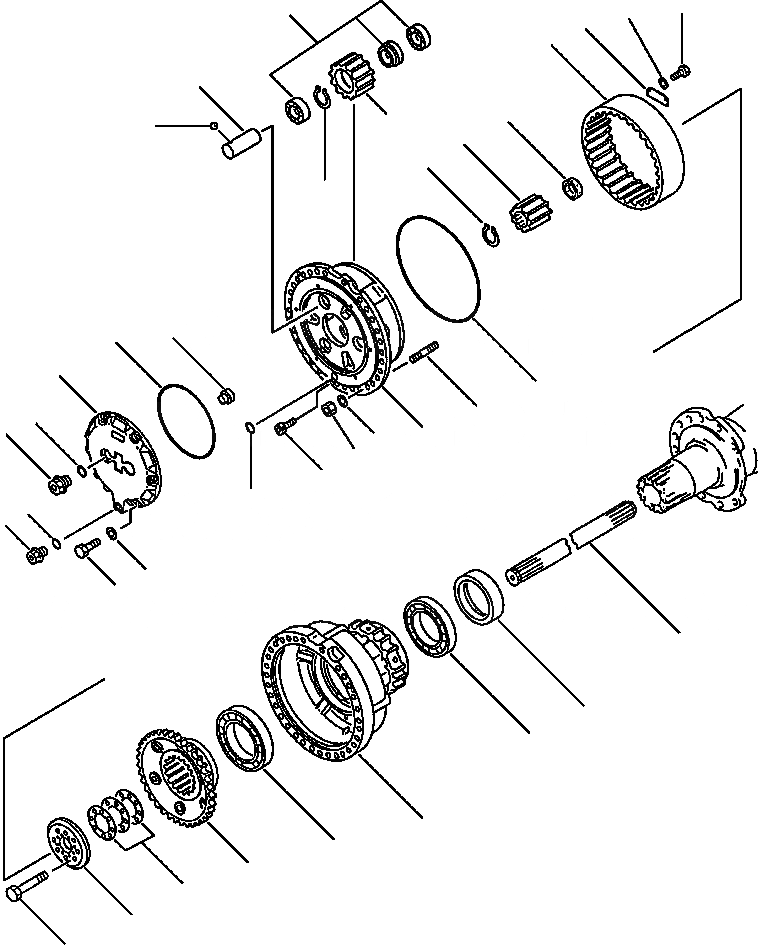 Схема запчастей Komatsu WA500-1L - ПЕРЕДН. И ЗАДН. МОСТ КОНЕЧНАЯ ПЕРЕДАЧА ВЕДУЩ. ВАЛ