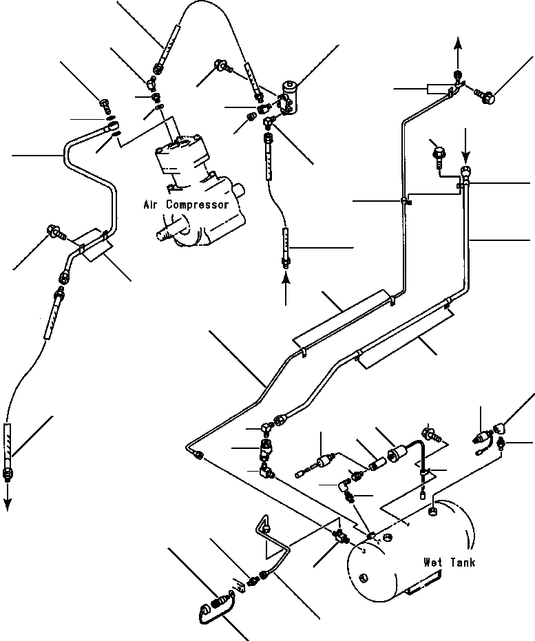Схема запчастей Komatsu WA500-1L - ВОЗДУХОВОД КОМПРЕССОР - WET БАК ВЕДУЩ. ВАЛ