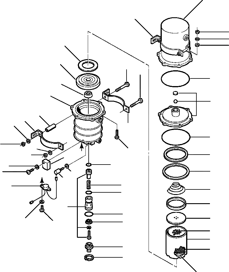 Схема запчастей Komatsu WA500-1L - ВОЗД. ВЛАГООТДЕЛИТЕЛЬ ВЕДУЩ. ВАЛ