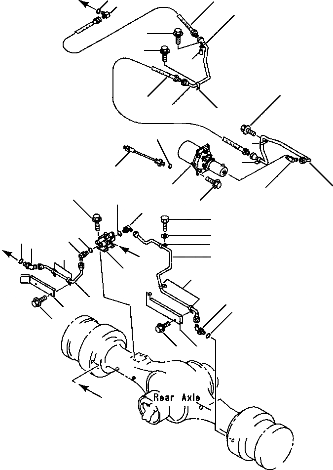Схема запчастей Komatsu WA500-1L - ТОРМОЗ. МАСЛОПРОВОДЯЩАЯ ЛИНИЯ ТОРМОЗ. КАМЕРА - ЗАДН. МОСТ ВЕДУЩ. ВАЛ