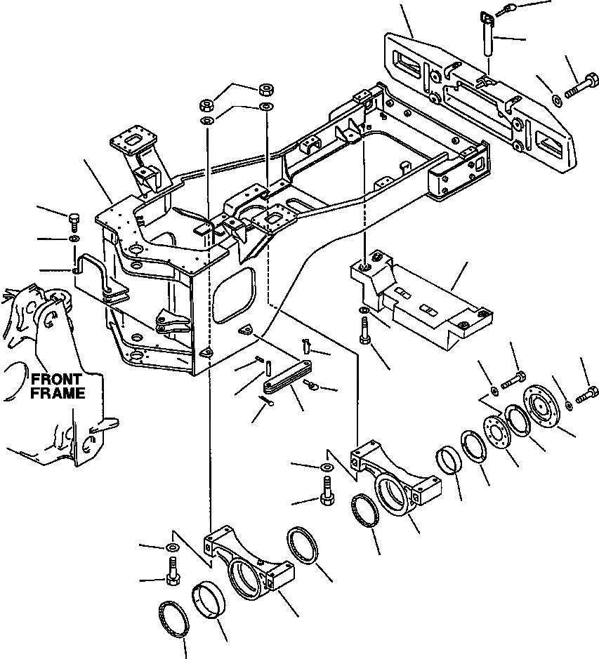 Схема запчастей Komatsu WA500-1L - ЗАДН. РАМА РАМА