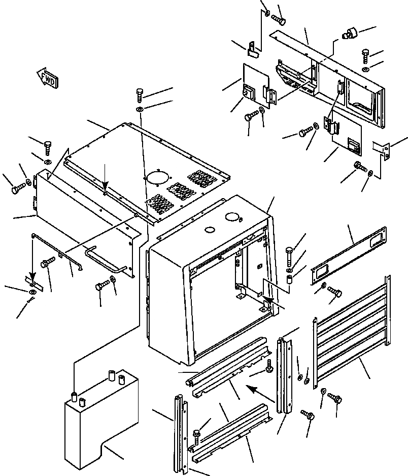 Схема запчастей Komatsu WA500-1L - ЗАЩИТА РАДИАТОРА AND КАПОТ РАМА