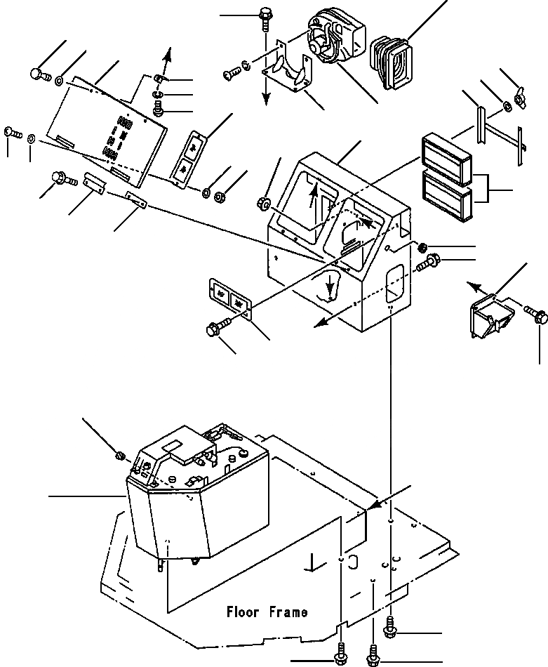 Схема запчастей Komatsu WA500-1L - КОНДИЦ. ВОЗДУХА ИЛИ ОБОГРЕВАТЕЛЬ. И АНТИОБЛЕДЕНИТЕЛЬ ЭЛЕМЕНТЫ КРЕПЛЕНИЯ РАМА