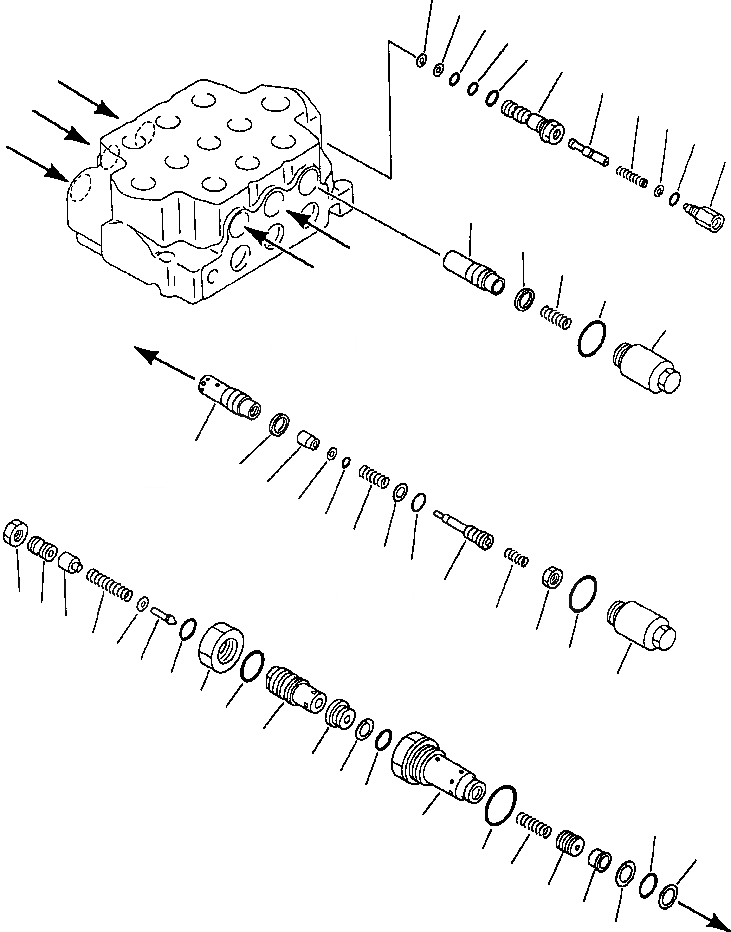 Схема запчастей Komatsu WA500-1L - 3-Х СЕКЦИОНН. КОНТРОЛЬН. КЛАПАН (/) УПРАВЛ-Е РАБОЧИМ ОБОРУДОВАНИЕМ