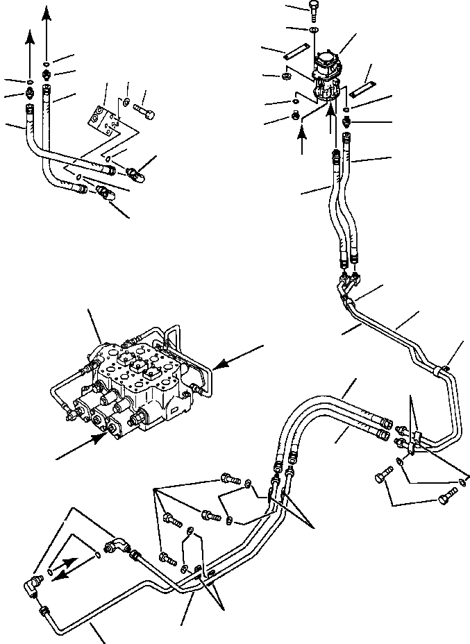 Схема запчастей Komatsu WA500-1L - ГИДРОЛИНИЯ ПЕРЕДН. END НАВЕСН. ОБОРУД - P.O.C. КЛАПАН - УПРАВЛЯЮЩ. КЛАПАН УПРАВЛ-Е РАБОЧИМ ОБОРУДОВАНИЕМ