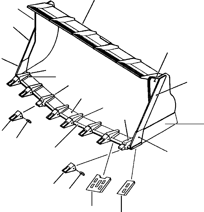 Схема запчастей Komatsu WA500-1L - ROCK КОВШ V-ОБРАЗН КРОМКА (С TEETH) РАБОЧЕЕ ОБОРУДОВАНИЕ