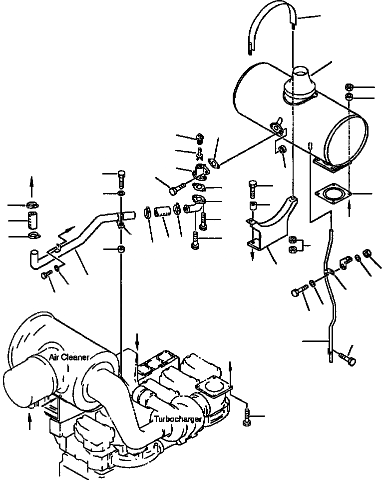 Схема запчастей Komatsu WA500-1L - ГЛУШИТЕЛЬ ГОЛОВКА ЦИЛИНДРОВ