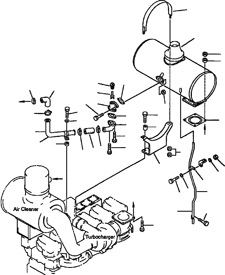 Схема запчастей Komatsu WA500-1L - ГЛУШИТЕЛЬ (ВЫПУСКН. EXTENSION) ГОЛОВКА ЦИЛИНДРОВ