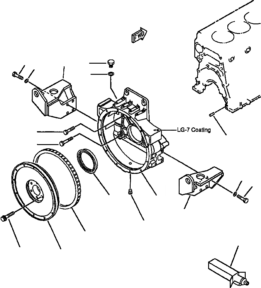 Схема запчастей Komatsu WA500-1L - МАХОВИК И КАРТЕР МАХОВИКА БЛОК ЦИЛИНДРОВ