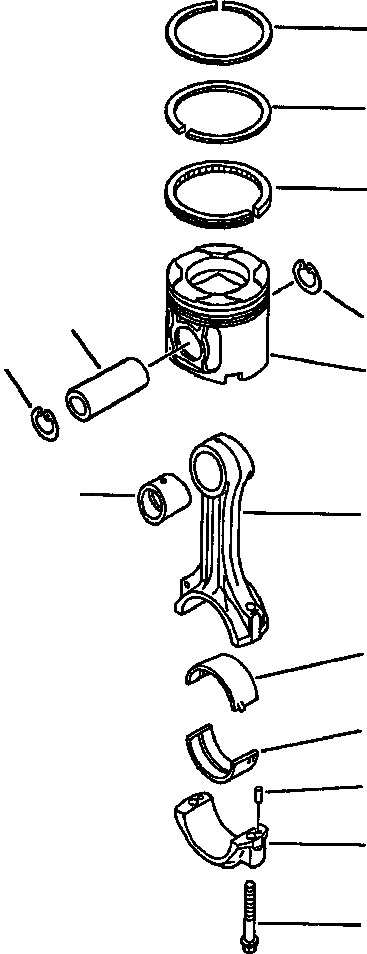 Схема запчастей Komatsu WA500-1L - ПОРШЕНЬ И ШАТУН БЛОК ЦИЛИНДРОВ