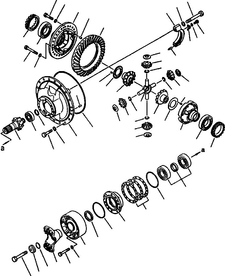 Схема запчастей Komatsu WA500-1L SUPPLEMENT - ЗАДН. МОСТ ДИФФЕРЕНЦ. ВЕДУЩ. ВАЛ, МОСТS КОЛЕСА & ТОРМОЗ. СИСТЕМАS