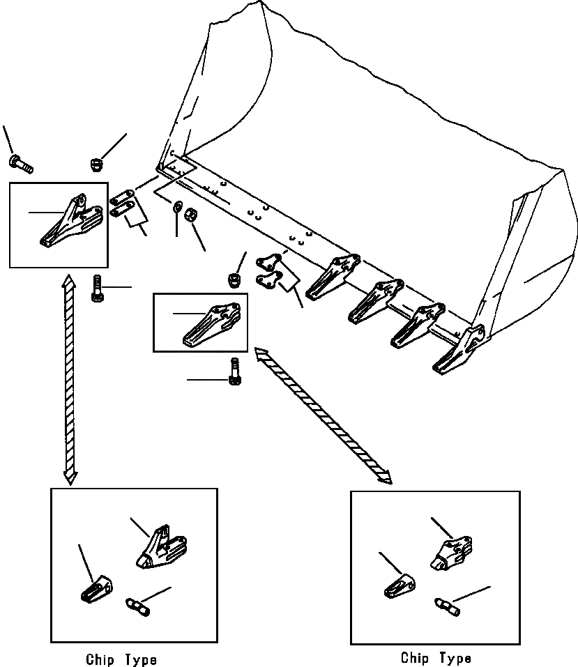 Схема запчастей Komatsu WA500-1L SUPPLEMENT - КОВШ TEETH (БОЛТ-ON ТИП) РАБОЧЕЕ ОБОРУДОВАНИЕ