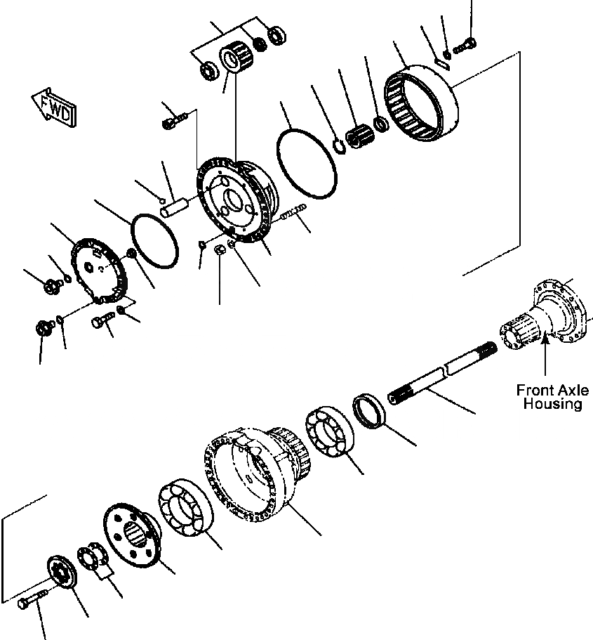 Схема запчастей Komatsu WA500-3L - F-A ПЕРЕДНИЙ МОСТ КОНЕЧНАЯ ПЕРЕДАЧА СИЛОВАЯ ПЕРЕДАЧА И КОНЕЧНАЯ ПЕРЕДАЧА