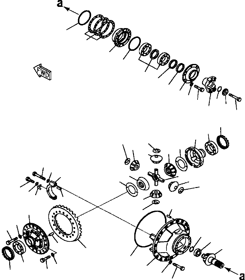 Схема запчастей Komatsu WA500-3L - F-A ПЕРЕДНИЙ МОСТ ДИФФЕРЕНЦ. И ЭЛЕМЕНТЫ КРЕПЛЕНИЯ СИЛОВАЯ ПЕРЕДАЧА И КОНЕЧНАЯ ПЕРЕДАЧА