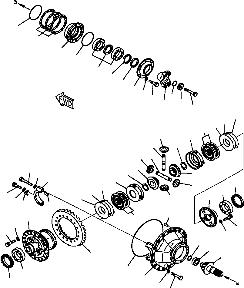 Схема запчастей Komatsu WA500-3L - F-A ПЕРЕДНИЙ МОСТ (С LIMITED-SLIP ДИФФЕРЕНЦ.) ДИФФЕРЕНЦ. И ЭЛЕМЕНТЫ КРЕПЛЕНИЯ СИЛОВАЯ ПЕРЕДАЧА И КОНЕЧНАЯ ПЕРЕДАЧА