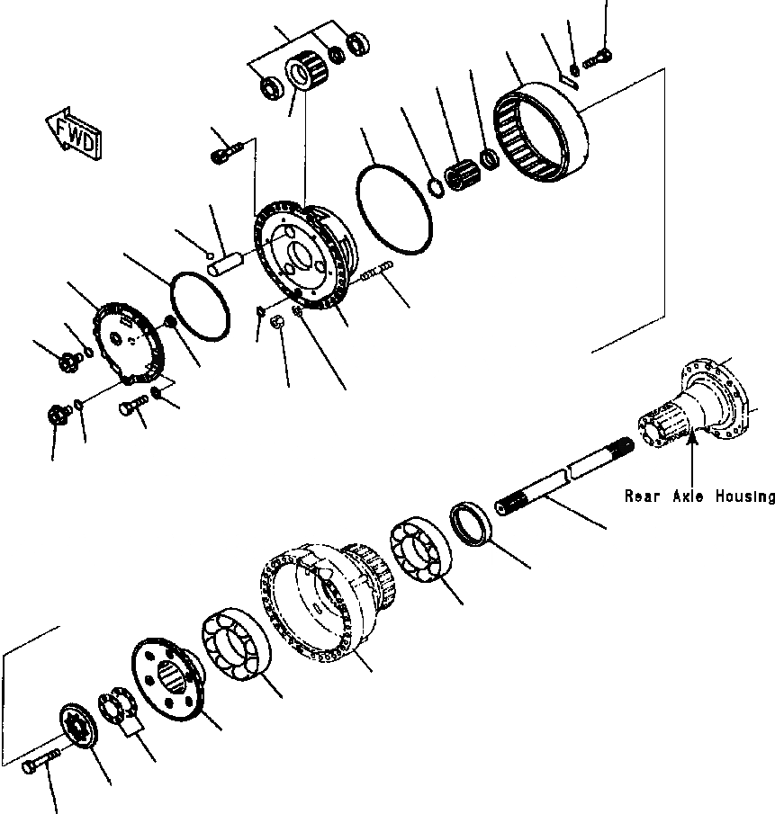 Схема запчастей Komatsu WA500-3L - F-A ЗАДН. МОСТ КОНЕЧНАЯ ПЕРЕДАЧА СИЛОВАЯ ПЕРЕДАЧА И КОНЕЧНАЯ ПЕРЕДАЧА