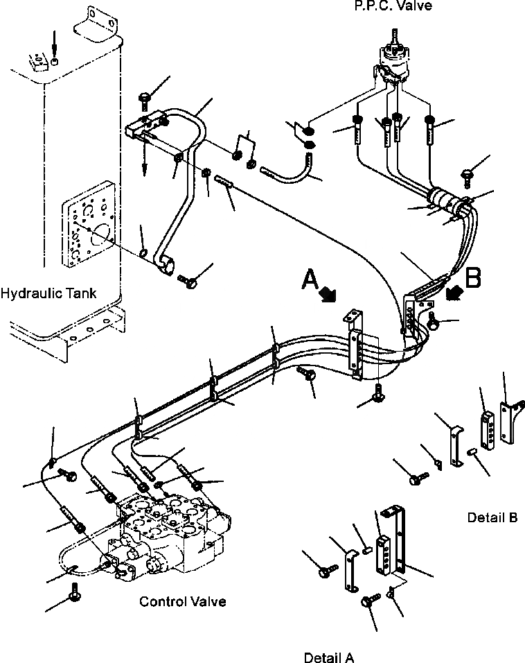 Схема запчастей Komatsu WA500-3L - H-A ГИДРОЛИНИЯ P.P.C. КЛАПАН - УПРАВЛЯЮЩ. КЛАПАН И ВОЗВРАТН. ЛИНИЯ ГИДРАВЛИКА