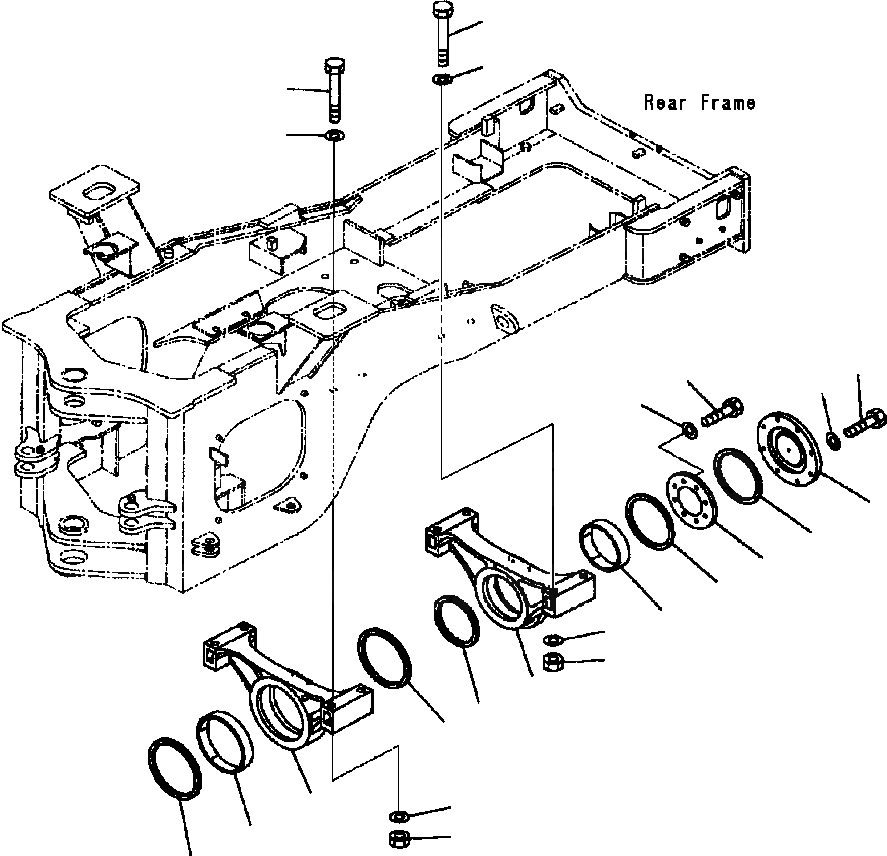 Схема запчастей Komatsu WA500-3L - J-A ЗАДН. МОСТ СУППОРТ ОСНОВНАЯ РАМА И ЕЕ ЧАСТИ