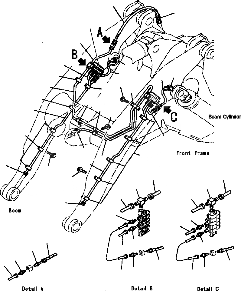 Схема запчастей Komatsu WA500-3L - J7-9A АВТОМАТИЧ. СМАЗ. ЛИНИИ РУКОЯТЬ ОСНОВНАЯ РАМА И ЕЕ ЧАСТИ