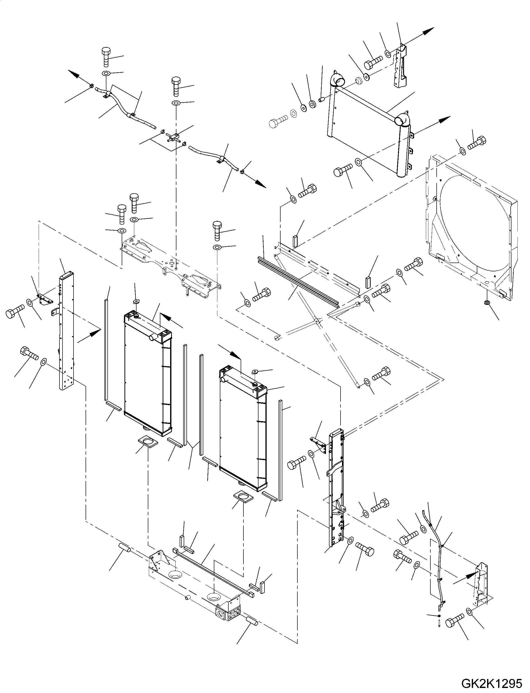 Схема запчастей Komatsu WA500-7 - РАДИАТОР, РАДИАТОР СЕРДЦЕВИНА И ПОСЛЕОХЛАДИТЕЛЬ РАДИАТОР