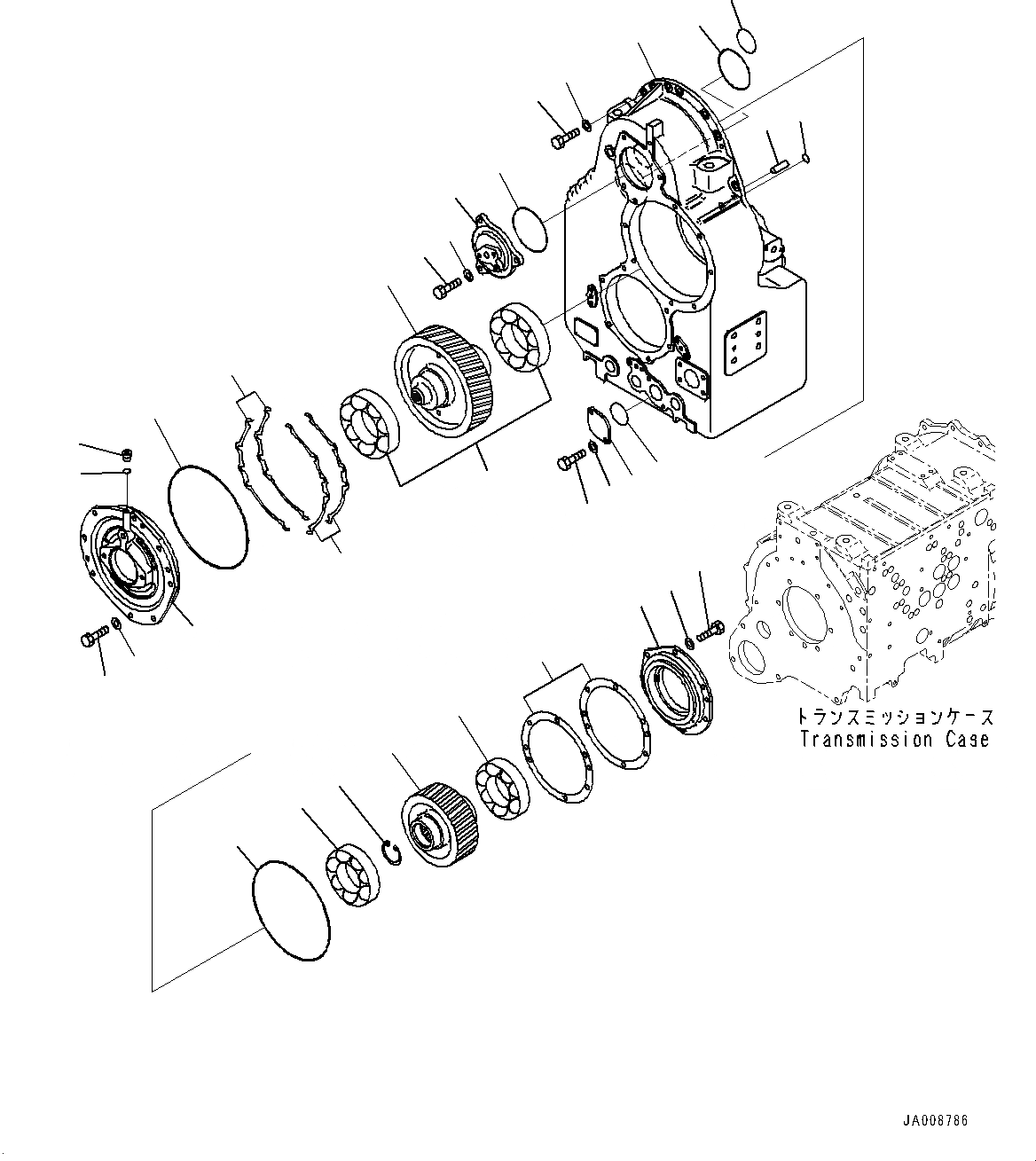 Схема запчастей Komatsu WA500-7 - ГИДРОТРАНСФОРМАТОР И ТРАНСМИССИЯ, КОРПУС ПЕРЕДАЧИ ГИДРОТРАНСФОРМАТОР И ТРАНСМИССИЯ